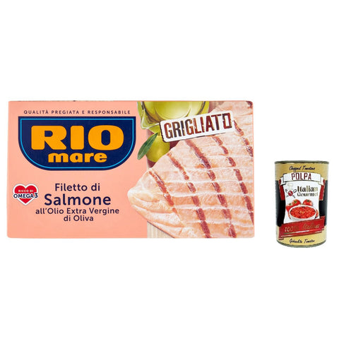 Rio Mare Gegrilltes Lachsfilet mit nativem Olivenöl extra, reich an Omega 3 6x125g Original italienisch Feinkost