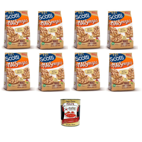 Riso Scotti Mai Senza Mais mit drei Hülsenfrüchten 8x60 g italienisch Original Reis + kostenlos polpa 400 g