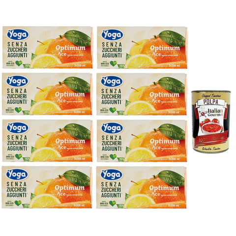 Yoga Succhi di Frutta Optimum Ace Fruchtsäft Geschmack Apfel Orangen Karotten und Zitronen Ohne Zuckerzusatz Erfrischungsgetränk 3x200 ml 8x italienisch
