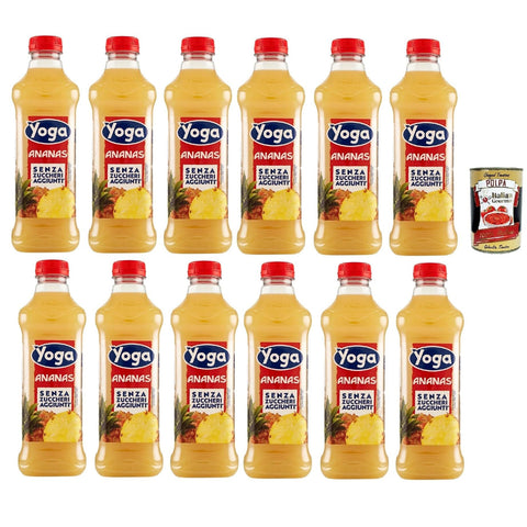 Yoga Optimum Succo di Frutta all' Ananas Senza Zuccheri aggiunti Ananas-Fruchtsaft ohne Zuckerzusatz 12x1 Lt italienisch Original Pastasauce + kostenlos polpa 400