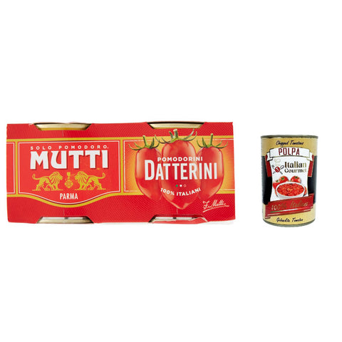 48x Mutti Pomodori Datterini, date tomatoes, Datterini Tomaten sauce 100% Italienisch 400 g (2x200 g) Original Pastasauce + kostenlos polpa 400 g