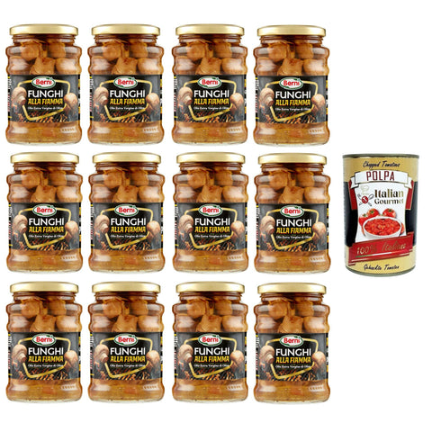 Berni Funghi alla Fiamma con Olio Extra Vergine di Oliva Flammpilze mit Nativem Olivenöl Extra 12x 350 g italienisch Original