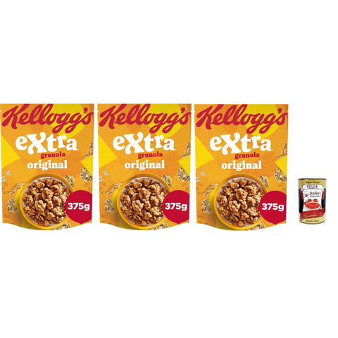 Cereali Extra "Granola Original" | Probieren Sie Granola| breakfast Cereals Müsli mit knusprigem Hafer | 3x375 g italienisch Original + kostenlos polpa 400 g