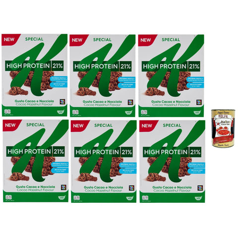 Special K High Protein 21% Cereals Kakao und Haselnuss Vollkorn Weizen und Gerste mit Vitaminen und Mineralstoffen Frühstückscerealien 6x320 g italienisch