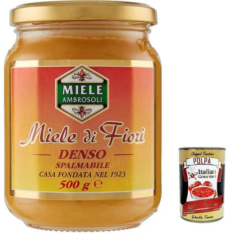 Ambrosoli miele denso dichter Honig Brotaufstrich Creme 500 g 12x italienisch Original Pastasauce + kostenlos polpa 400 g