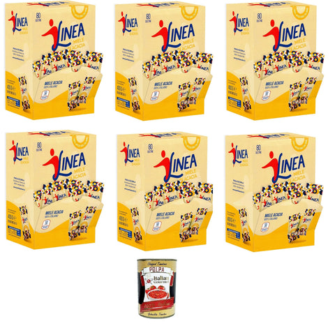 Linea Miele di Acacia Akazienhonig, 80 praktische Einzeldosisbeutel à 5 g (Restaurant, Catering, Maxi-Format, Gewürze) 6x400 g Original italienisch inkl. Italian Gourmet Polpa 400g