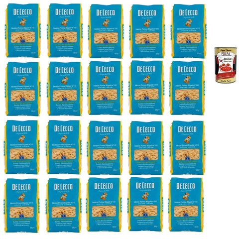 De Cecco Mezze Penne rigate N°141 100% Italienisch Pasta Nudeln 20x500 g italienisch Original + kostenlos Polpa 400 g