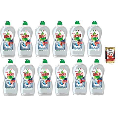 Nelsen Carboni Attivi Detersivo per Piatti - Geschirrspülmittel Aktivkohle - Entfettet gründlich und wirkt erfrischend auf das Geschirr 12x850 ml italienisch