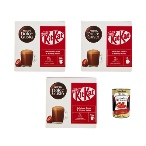 Nescafe KitKat Bevanda gusto Cacao e Wafer 16 capsule, Getränk mit Kakao und Waffelgeschmack, 3 Packungen mit je 16 Kaffeekapseln (insgesamt 48 Kapseln) italienisch Original