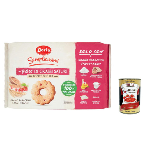 Doria Biscotti con Frutti Rossi e Grano Saraceno Kekse mit roten Früchten und Buchweizen 280 g 12x italienisch Original + kostenlos polpa 400 g