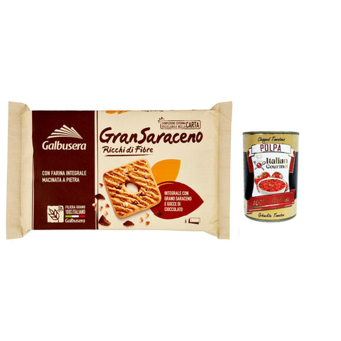 Galbusera GranSaraceno, Kekse reich an Vollfaser mit Buchweizen und Schokoladenchips 6x260g Original italienisch