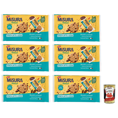 Misura Privolat,Kekse mit Müsli und Schokoladentropfen,Ohne Milch,Laktosefrei und ohne Eier,Packung mit 280 g italienisch Original