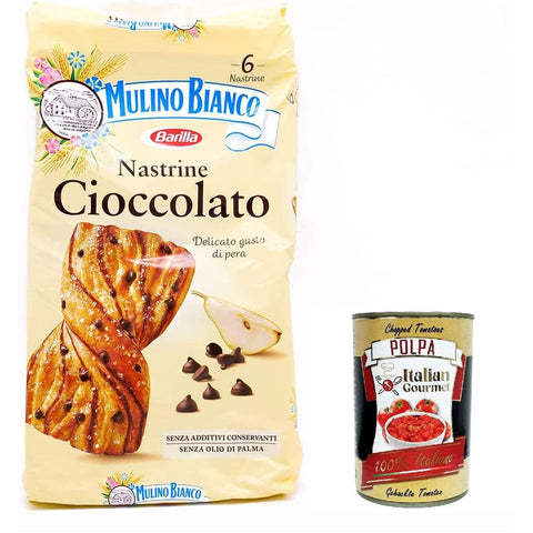 Mulino Bianco Nastrine con gocce di cioccolato Schokoladenbänder mit zartem Birnengeschmack süßer für zwischendurch – 6 6x italienisch Original Pastasauce +