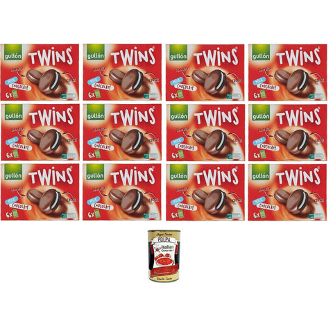 Gullon Biscotti Twins Milchschokolade Mit Sahne gefüllte und mit Vollmilchschokolade überzogene Kakaokekse 12x252g Original italienisch