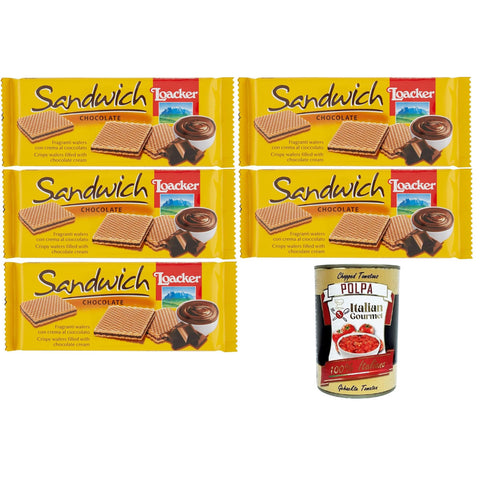 Loacker Schoko Sandwich, Duftwaffeln mit Schokocreme 5x75g Original italienisch Kekse