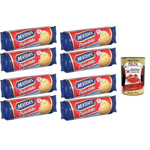Mc-Vitie's Biscotti Digestives Biscotti Meno 30% di Zuccheri Biscotti Digestives Kekse weniger 30% Zucker 8x300 g italienisch Original + kostenlos polpa 400 g
