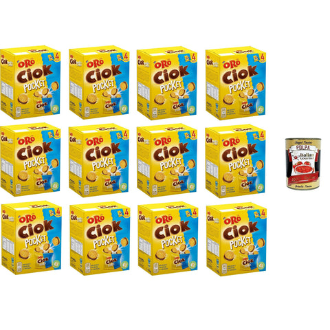 Oro Ciok Pocket, Mini Kekse gefüllt mit leckerer Milchschokoladencreme 12x160g Original italienisch