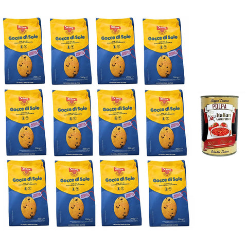 Schar Gocce di Sole Biscotti di pasta frolla con gocce di cioccolato Mürbeteigkekse mit Schokoladenstückchen 12x200g Original italienisch