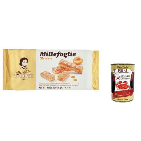 Vicenzi MilleFoglie D'Italia Mini Snack mit Mit Albicocca Glasur überzogen Italienisches Blätterteiggebäck mit Mit 3x125g Original italienisch Kekse
