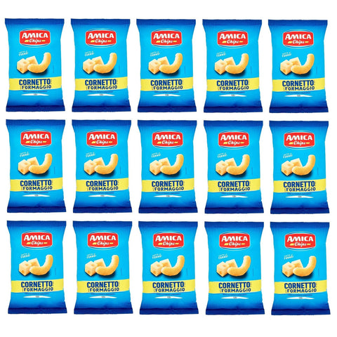 Amica Chips Cornetto al Formaggio Mais- mit Käsegeschmack Salziger Beutel 125 g 15x italienisch Original Kartoffelchips