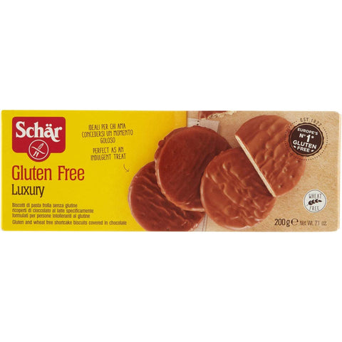 Schär LuxuryGlutenfreie Kekse mit 44 % Vollmilchschokolade 200 g Knabberartikel italienisch Original