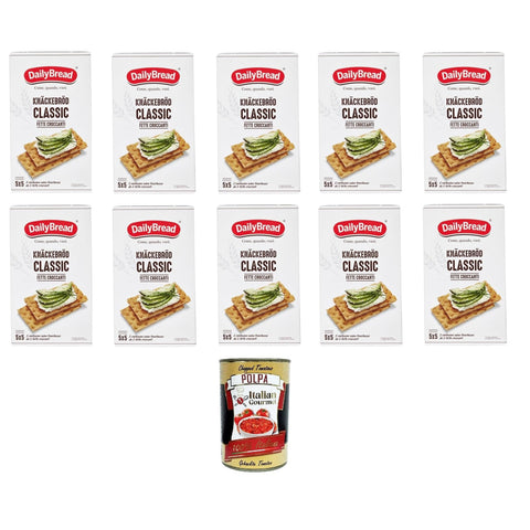 DailyBread Knäckebröd Classic Knusperscheiben 10x375 g italienisch Original Pastasauce + kostenlos polpa 400 g