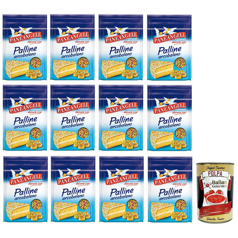 Paneangeli Palline Arcobaleno Mehrfarbiges Konfetti in runder Form ideal zum Dekorieren von Desserts Wiederverschließbare -Packung 60 g 12x italienisch Original