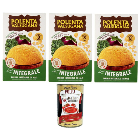 Polenta Valsugana L'integrale Vollkorn-Maismehl 3x330 g italienisch Original Reis + kostenlos polpa 400 g