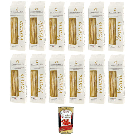 Pietrabianca Pasta di Semola Artigianale trafilata al bronzo handgefertigte, aus Bronze gezogene Grießnudeln „Spaghetti“ 12x500 gr italienisch Original