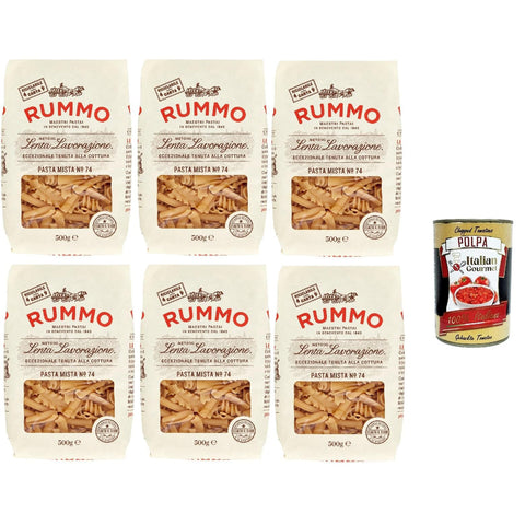 Rummo Pasta Mista n° 74 Pasta Lenta Lavorazione Teigwaren aus Hartweizengrieß Bronze Zeichnung 6x500g Original italienisch