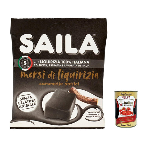 Saila Morsi di Liquirizia, Bonbons Süßigkeiten Lakritze, 100% italienisches Lakritze 100 g + Italian Gourtmet polpa 400 g italienisch Original