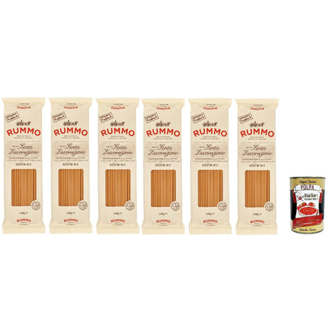 Rummo Pasta Bucatini N° 6 Pasta Lenta Lavorazione Teigwaren Hartweizengrieß Pasta Italienische Nudeln 6x500 g italienisch Original + kostenlos polpa 400 g