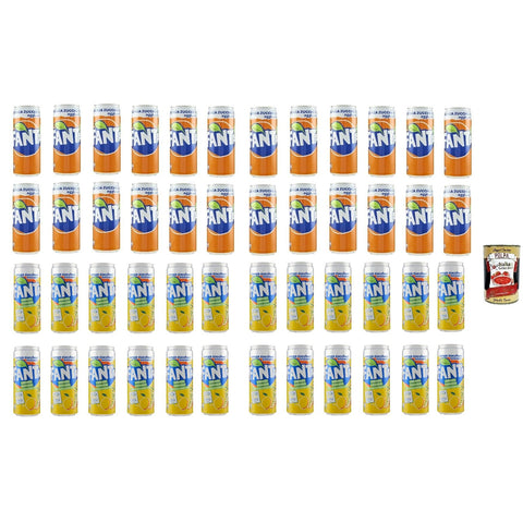 Fanta Zero Testpaket Zitrone unbd Orange fruchtig spritzige Limonade, ohne Zucker und ohne Kalorien 48x330ml Original italienisch Getränk