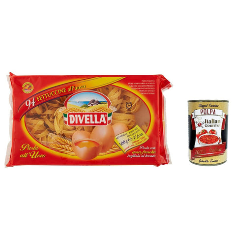 Divella Pasta fettuccine all'uovo n. 94 Eiernudeln Pasta mit Ei 500 g 12x italienisch Original + kostenlos polpa 400 g