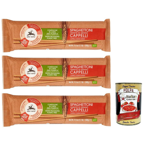Alce Nero Pasta Spaghettoni,Bio Hartweizen Nudeln,Mit Bio Cappelli Hartweizen,Angebaut in Italien,Packung mit 500 g italienisch Original