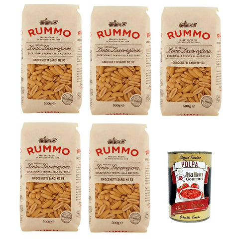 Rummo Gnocchetti sardi N°63 Pasta Lenta Lavorazione Teigwaren aus Hartweizengrieß Bronze Zeichnung 5x 500 g italienisch Original