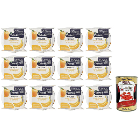 Melinda Mousse Mela Golden e Banana 100% Natürliches Fruchtpüree Goldenes Apfel-Bananen-Mousse ( ) 2x100 g 12x italienisch Original Pastasauce + kostenlos Polpa di