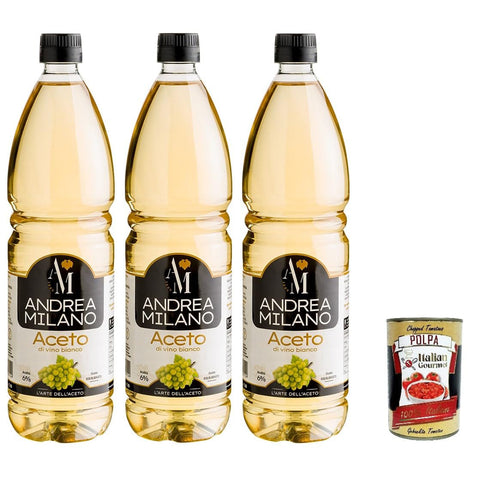 Andrea Milano Weißweinessig 1 lt 3x italienisch Original Pastasauce + kostenlos polpa 400 g