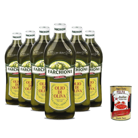 FARCHIONI Olio di Oliva Classico Olivenöl bestehend aus raffinierten Olivenölen und nativen Olivenölen 6x1 LT italienisch Original + kostenlos polpa 400 g