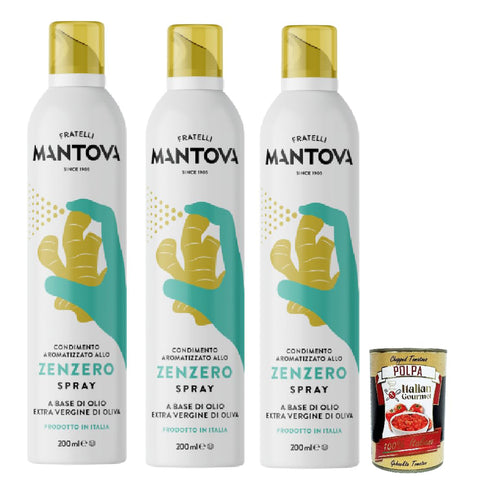 SPRAYLEGGERO Natives Olivenöl Extra Aromatisiert mit Ingwer - durch die Praktische Sprühflasche Können Sie bis zu 90% des Öls Einsparen 3x200 ml italienisch