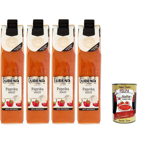 Ubena Paprika Dolce Paprika edelsüß Gewürz für Soßen Hartkäse und Gemüse Beutel im Clipformat 4x25 g italienisch Original Pastasauce + kostenlos polpa 400 g