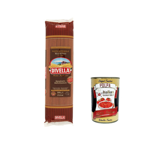 Pasta Divella Spaghetti integrale n. 8 Vollkor italienisch Nudeln 500 g 20x Original italienisch inkl. Italian Gourmet Polpa 400g
