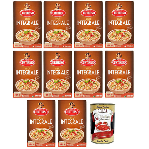 Curtiriso Riso Integrale, 100% Italienischer Brauner Reis, Kochzeit 10 Minuten, Packung mit 10x1kg Original italienisch