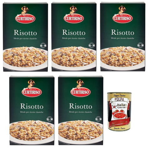 Curtiriso Riso Risotti, 100% Italienischer Reis, Ideal für Risottos, 16 Minuten, Packung mit 5x1kg Original italienisch