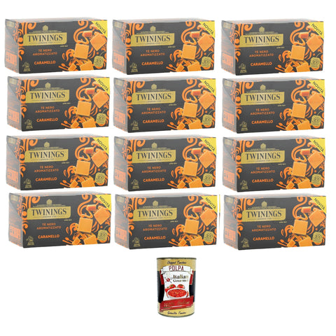 Tè Nero Aromatizzato al Caramello, Schwarztee mit Karamellgeschmack,Packung mit 25 Filtern 12x50 gr italienisch Original