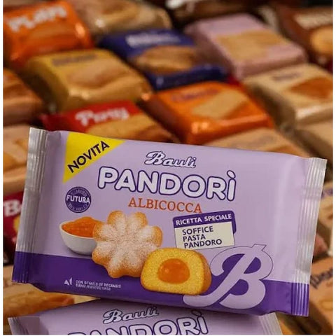 Bauli Pandori‘ Aprikosen gefüllte ‚Pandori‘ mit weichem Milch Pandoro Teig Gebäckspezialität traditionelle Pandoro Art 4x 178gr italienisch Original