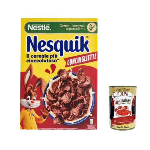 Nesquik Cereals Conchigliette Kugeln aus Getreideschokolade und Kugeln mit Schokolade 325 g 3x italienisch Original Pastasauce + kostenlos polpa 400 g