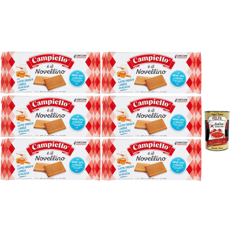 Campiello Novellino con latte fresco e miele di acacia Kekse mit frischer Milch und Akazienhonig 100% Italienische Kekse 6x350 g italienisch Original + kostenlos