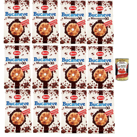 Doria Bucaneve Maxigocce XL Frollini con Gocce di Cioccolato Kekse mit Schokoladentropfen Biscuits Cookie Ideal für Ihr 12x300g Original italienisch