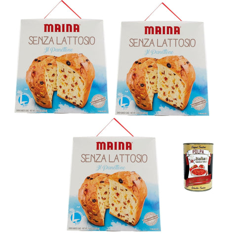Maina Panettone Senza Lattosio Panettone laktosefrei Weihnachtskuchen mit orange kandierten Früchten 3x 750gr italienisch Original